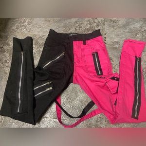 Tripp nyc skinny jeans pink and black split leg good condition size 25/1